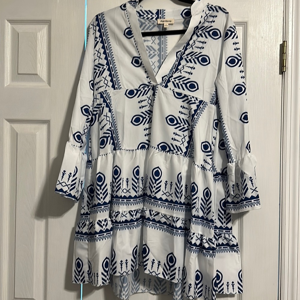 Blue and white dress